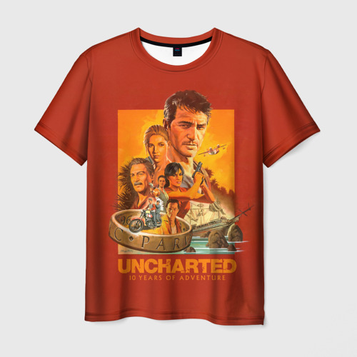Мужская футболка с принтом 10 years Uncharted, вид спереди №1
