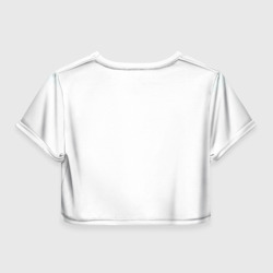 Топик (короткая футболка или блузка, не доходящая до середины живота) с принтом ДОРОРО | ХЯККИМАРУ для женщины, вид сзади №1. Цвет основы: белый