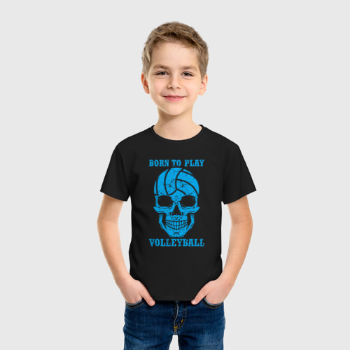 Детская футболка хлопок Рождён для волейбола, цвет черный - фото 3
