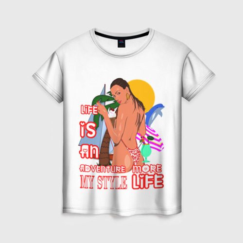 Женская футболка 3D с принтом Лето, вид спереди #2