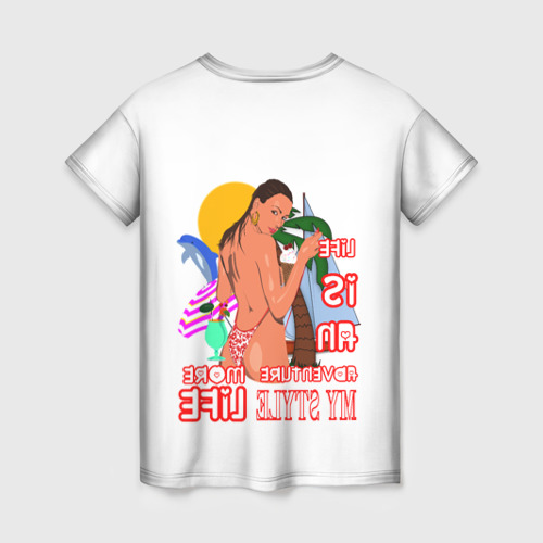Женская футболка 3D с принтом Лето, вид сзади #1