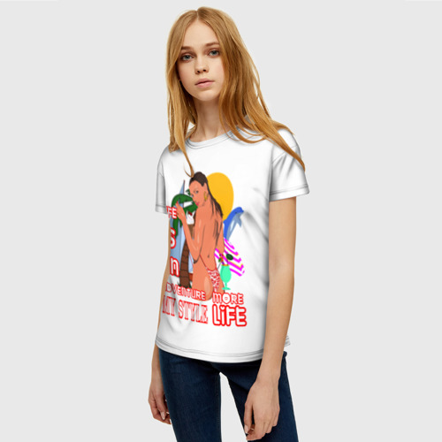 Женская футболка 3D с принтом Лето, фото на моделе #1