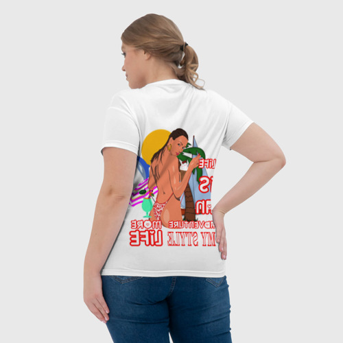Женская футболка 3D с принтом Лето, вид сзади #2
