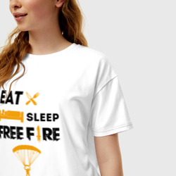 Женская футболка хлопок Oversize Eat Sleep Replay Free Fire - фото 2