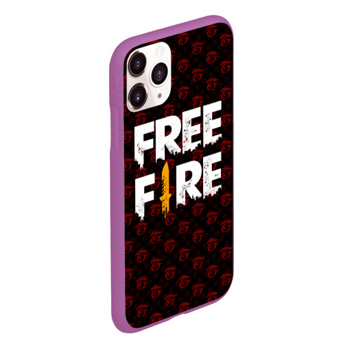 Чехол для iPhone 11 Pro Max матовый Free Fire pattern Garena, цвет фиолетовый - фото 3