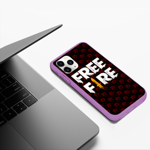 Чехол для iPhone 11 Pro Max матовый Free Fire pattern Garena, цвет фиолетовый - фото 5