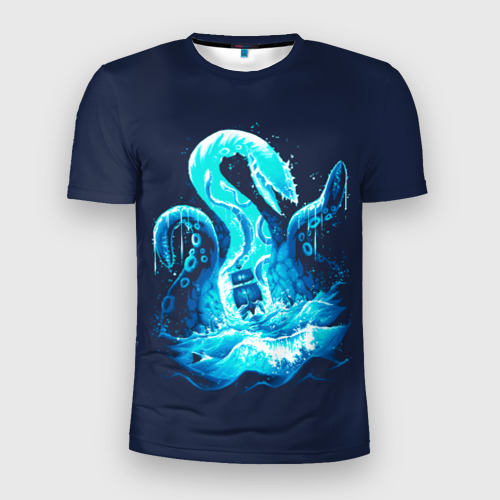 Мужская футболка 3D Slim с принтом Kraken is here, вид спереди #2