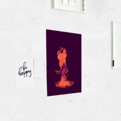 Постер с принтом Pyro in fire для любого человека, вид спереди №3. Цвет основы: белый