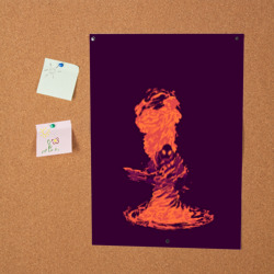 Постер с принтом Pyro in fire для любого человека, вид спереди №2. Цвет основы: белый
