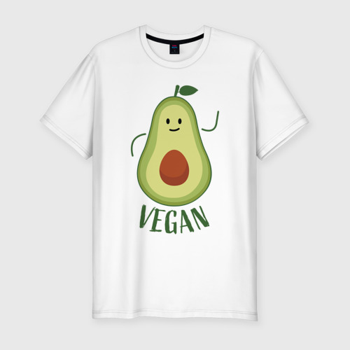 Мужская приталенная футболка из хлопка с принтом Авокадо, вид спереди №1