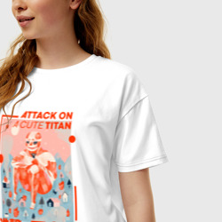 Женская футболка хлопок Oversize Атака кавайных титанов - фото 2