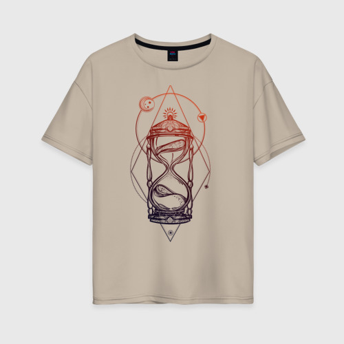 Женская футболка хлопок Oversize с принтом Песочные часы, вид спереди #2