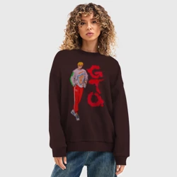 Женский свитшот oversize без начеса хлопок Онидзука крутой учитель - фото 2