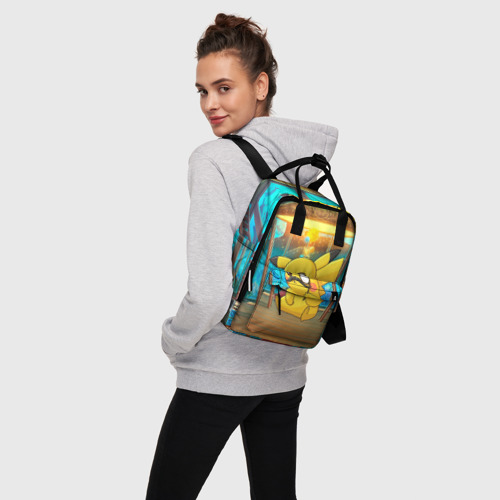 Женский рюкзак 3D с принтом Пикачу детектив с моноклем, вид сбоку #3
