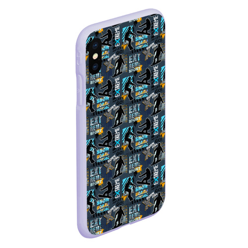 Чехол для iPhone XS Max матовый Snowboard extreme pattern, цвет светло-сиреневый - фото 3