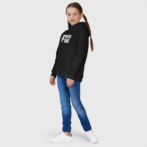 Детское худи Oversize хлопок FF white logo, цвет черный - фото 5