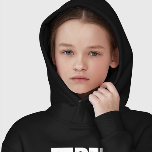 Детское худи Oversize хлопок FF white logo, цвет черный - фото 6