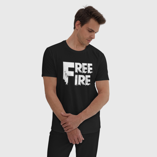 Мужская пижама хлопок FF white logo, цвет черный - фото 3