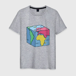 Мужская футболка хлопок Квадратный глобус земли