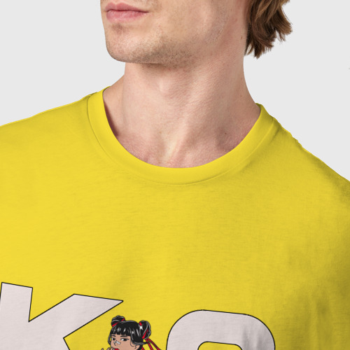 Мужская футболка хлопок Девушка-самурай, цвет желтый - фото 6