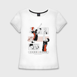 Женская футболка хлопок Slim Хината и Кагеяма партнеры яой