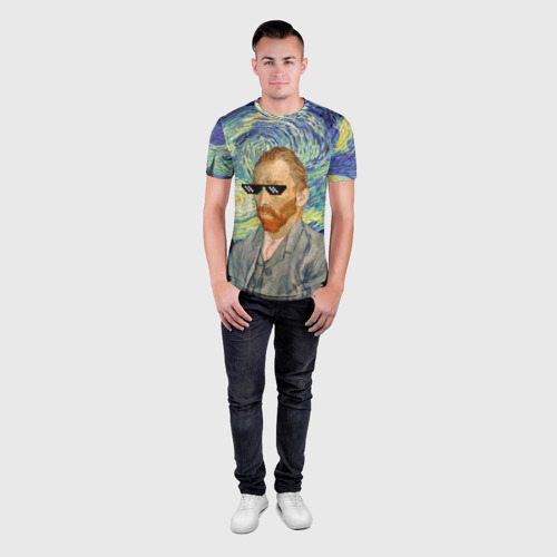 Мужская футболка 3D Slim Ван Гог - Deal with it, цвет 3D печать - фото 4