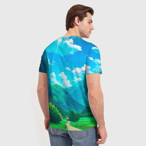 Мужская футболка 3D с принтом Радостный Пикачу в прыжке, вид сзади #2