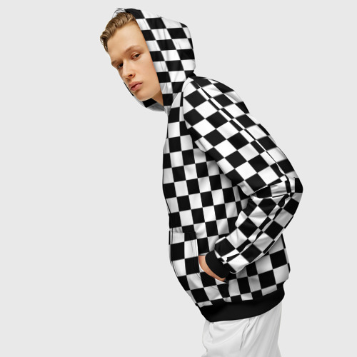 Мужская толстовка 3D на молнии Шахматист, цвет черный - фото 5