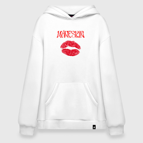 Худи SuperOversize хлопок Maneskin kiss, цвет белый