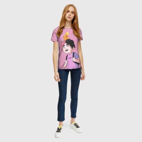 Женская футболка 3D с принтом Young Lil Peep, вид сбоку #3