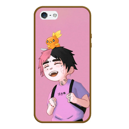 Чехол для iPhone 5/5S матовый Young Lil Peep, цвет коричневый