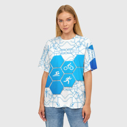 Женская футболка oversize 3D Плыви, Крути, Беги - фото 2