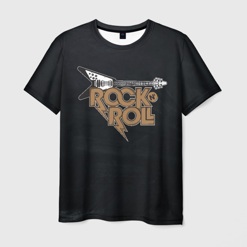 Мужская футболка 3D с принтом Rock n' Roll Гитара, вид спереди #2
