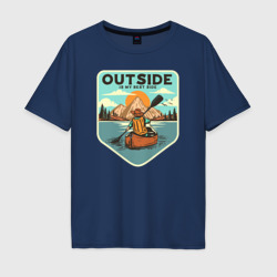 Мужская футболка хлопок Oversize Один на реке
