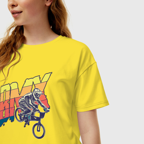 Женская футболка хлопок Oversize BMX, цвет желтый - фото 3