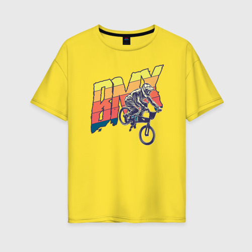 Женская футболка хлопок Oversize BMX, цвет желтый