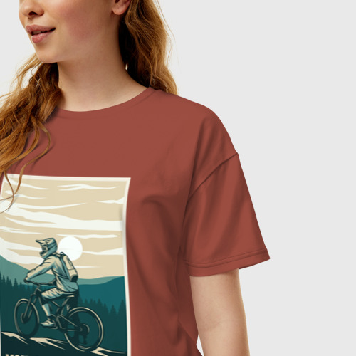 Женская футболка хлопок Oversize Покоритель гор, цвет кирпичный - фото 3