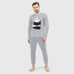 Мужская пижама с лонгсливом хлопок Возмущенная панда - фото 2