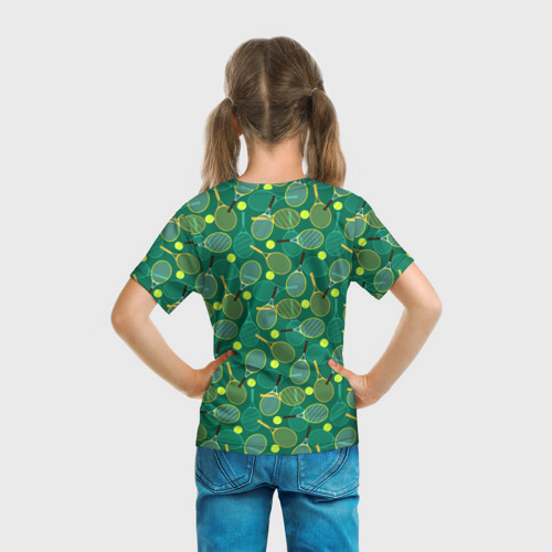 Детская футболка 3D с принтом Большой Теннис, вид сзади #2
