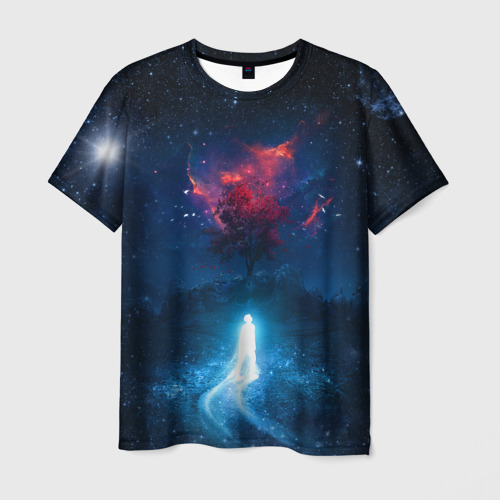 Мужская футболка с принтом Душа идущая в космос Soul space, вид спереди №1