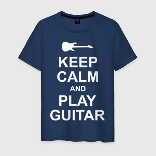 Мужская футболка из хлопка с принтом Play guitar, вид спереди №1