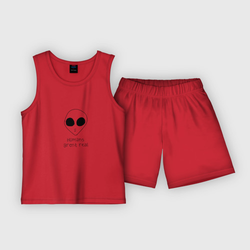 Детская пижама с шортами хлопок Инопланетянин 2, цвет красный
