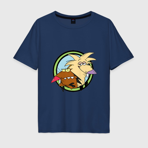 Мужская футболка хлопок Oversize Angry Beavers крутые бобры, цвет темно-синий