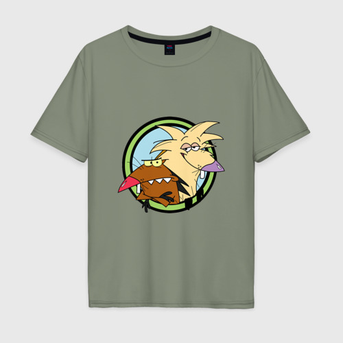 Мужская футболка хлопок Oversize Angry Beavers крутые бобры, цвет авокадо
