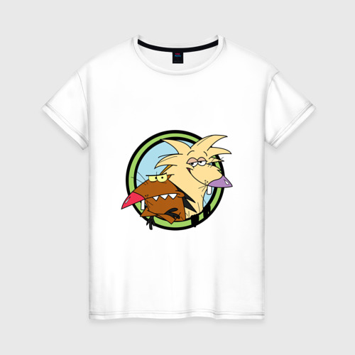 Женская футболка из хлопка с принтом Angry Beavers крутые бобры, вид спереди №1
