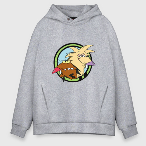 Мужское худи Oversize хлопок Angry Beavers крутые бобры, цвет меланж