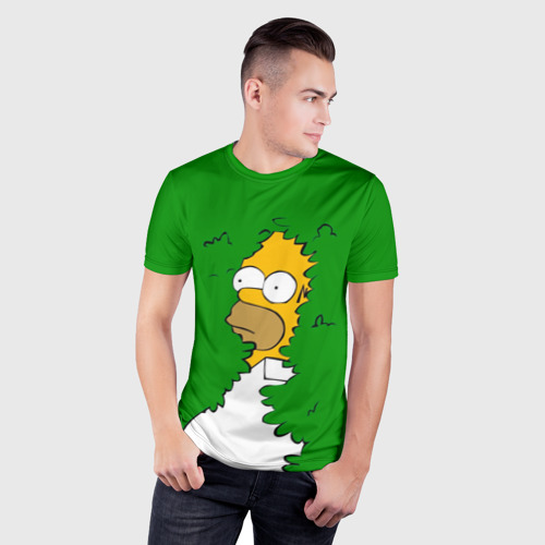 Мужская футболка 3D Slim с принтом Мем с Гомером, фото на моделе #1