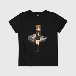 Детская футболка хлопок Аниме девушка танкистка в ушанке