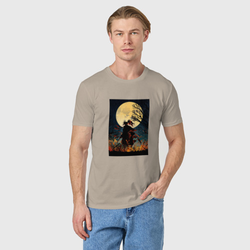Мужская футболка хлопок Дороро Dororo, цвет миндальный - фото 3