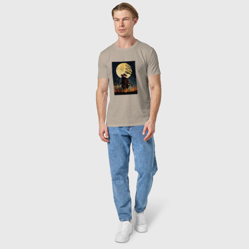 Мужская футболка хлопок Дороро Dororo, цвет миндальный - фото 5